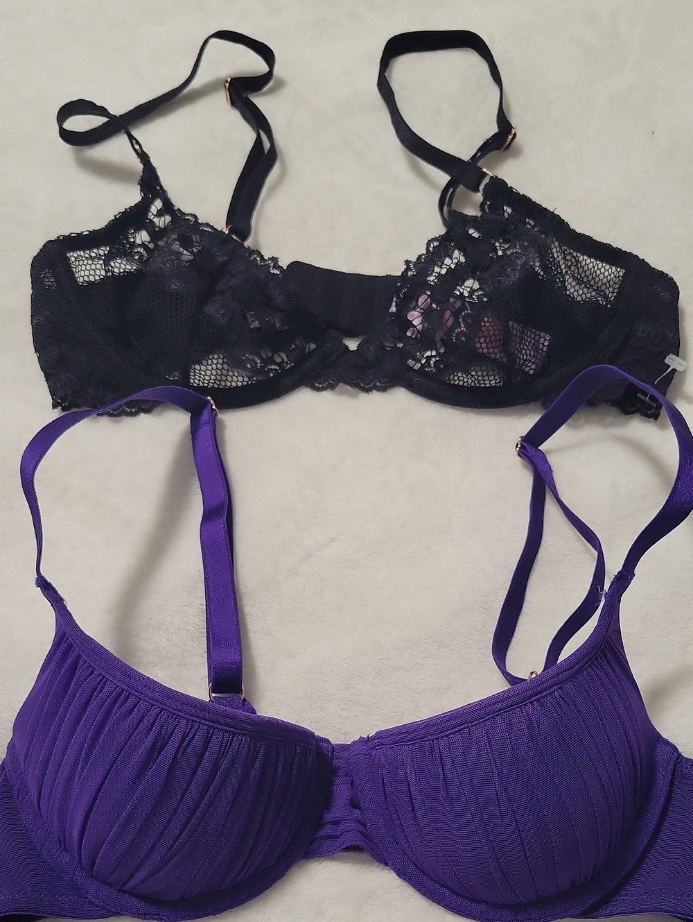 Savage X Fenty Black Lace Underwire Bra & Purple Padded Bra